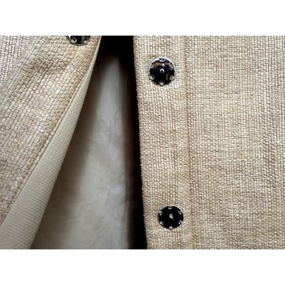 Paule Ka Textured Woven Tweed Long Jacket Tan Khaki - Picture 7 of 17